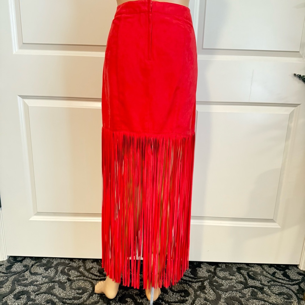 Brand: H&M ❤️ COACHELLA Official Collection -Red Fringe Midi Skirt - Picture 16 of 16
